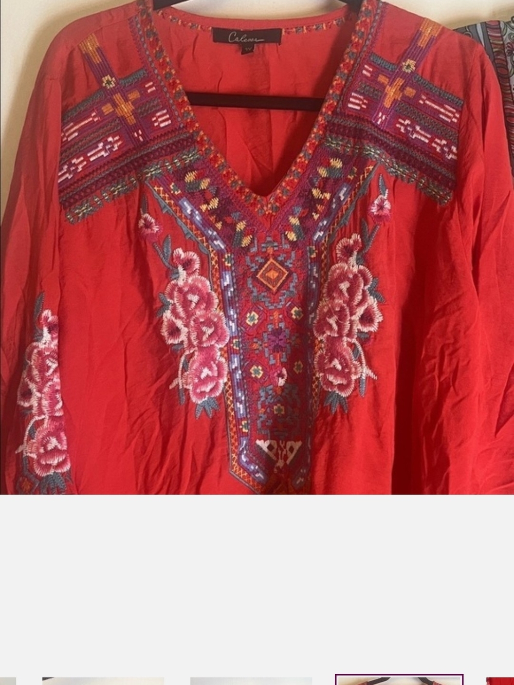 Caleosa Red Blouse - 3x Second One Is Silk And Plus Size.Tolani View 5